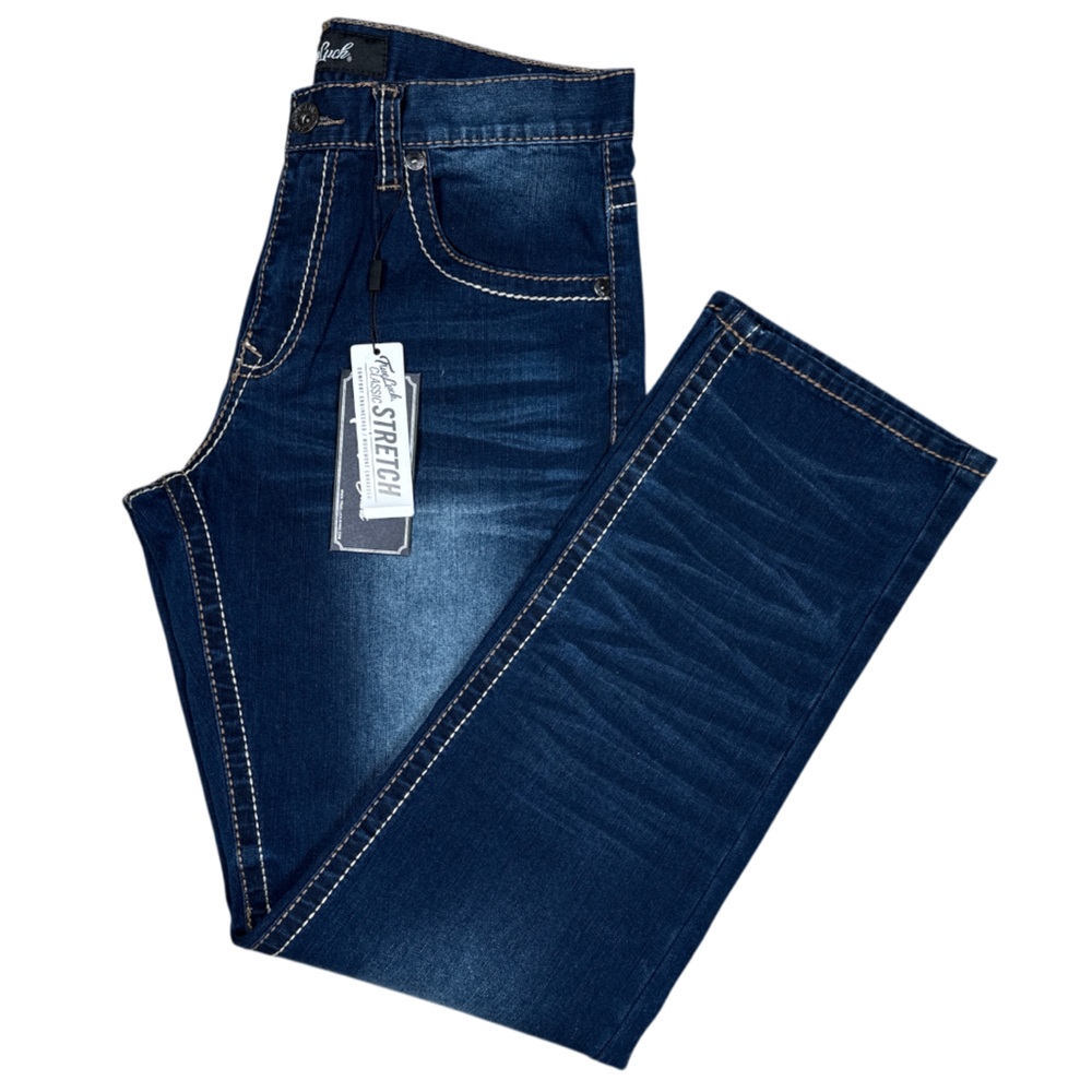 True Luck Classic Stretch Straight Dark Wash Jeans Size Mens 32x32